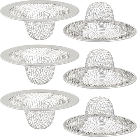 Jiozermi Lot de 6 petits filtres de vidange d'évier de 2,5 cm, panier en maille en acier inoxydable, attrape-cheveux pour pente, linge, serpillère et piscine (1/5)