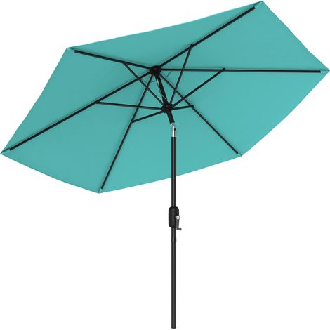 Outsunny 2.6M Garden Parasol Umbrella with Aluminium Pole, Tilt, Turquoise