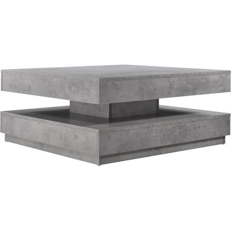 Tavolino con piatto girevole 76 x 76 cm legno grigio cemento 030004128