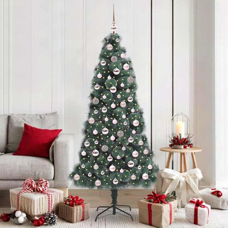 Künstlicher vorbeleuchteter Weihnachtsbaum mit Kugelset 180 cm