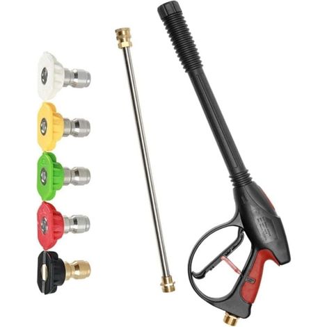 Nettoyeur haute pression Pistolet avec lance et 5 Nozzle, M22 Jet Nozzle Nettoyeur haute pression pour tuyau d'arrosage voiture jardin maison (1/4)