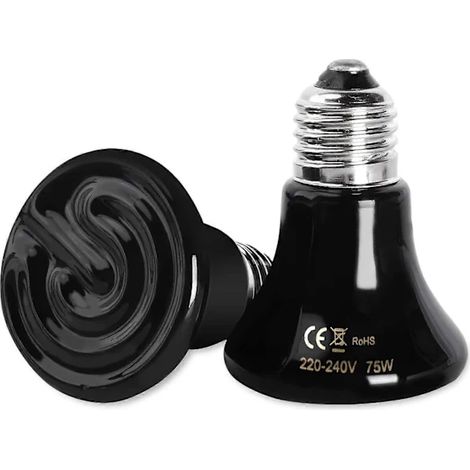 Lampe chauffante en céramique E27 75W pour poules, tortues et reptiles (lot de 2) (1/4)