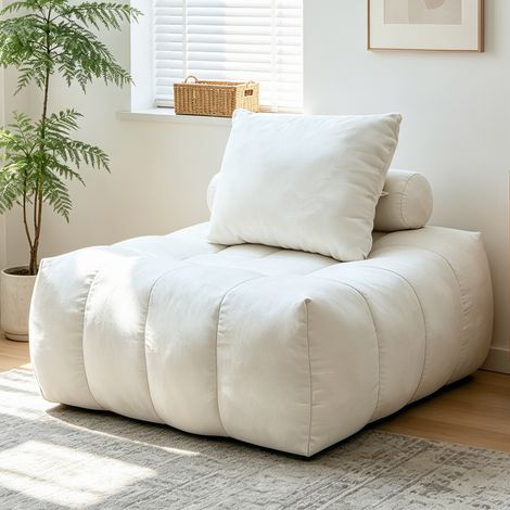 Canapé relax 89x86x42 cm blanc avec dossier, tissu flanelle, sans montage MEUBLIV (1/5)