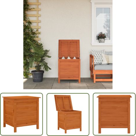 The Living Store Gartentruhe Braun 50x49x56,5 cm Massivholz Tanne - Holz Gartenbox - Tannenzapfen - Gartenaufbewahrung - Gartenmöbel - Außensitzplatz (1/5)