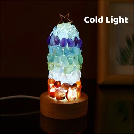 Veilleuse En Gravier De Cristal Naturel - 12 cm - Lampe Décorative Pour Chambre À Coucher - Idéale Pour Noël - 1 Pièce (1/5)