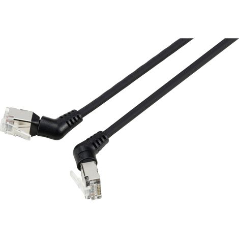 Renkforce RF-6071550 RJ45 Câble réseau, câble patch CAT 6a F/UTP 2.00 m noir Contacts enfichables orientables à 360°, Câble de sortie coudé 1 p V234433 (1/3)