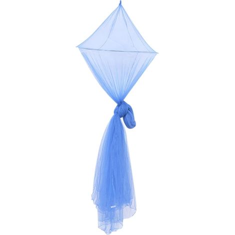 Ciel de lit en moustiquaire bleue polyester, construction durable (1/5)