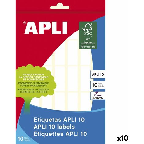 Etichette adesive Apli APLI 10 Bianco Carta 10 Fogli 12 x 30 mm (10 Unità) (1/2)