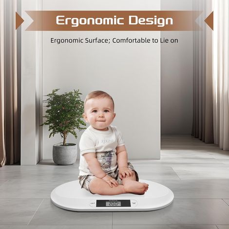 Pèse-bébé - Jusqu'à 20 kg - Écran LCD - 3 modes de pesée - Pèse-animal - Blanc (1/5)