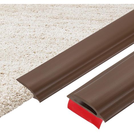 100cm x 32mm x 8mm Bande De Transition Moquette À Carrelage, Borde Moquette Autoadhésive, Cache-Fente En PVC, Profilé De Bordure Pour Sols Irréguliers, Marron (1/5)