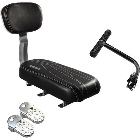 1 Ensemble siège arrière vélo, coussin mousse haute densité, accoudoirs acier, repose-pieds inox, porte-bagages, enfants adultes (1/5)