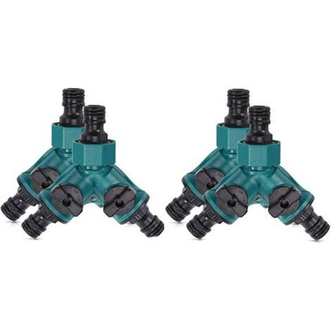 Lot de 4 raccords de tuyau, vanne 2 voies, raccord rapide, vanne de régulation d'eau, vanne d'arrêt 2 voies, répartiteur, robinet (1/4)