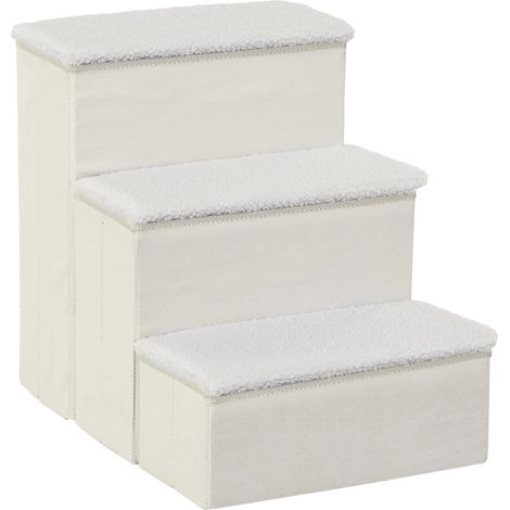 Échelle pliable pour animaux 3 marches avec rangement MDF blanc 40x54x48 cm (1/5)
