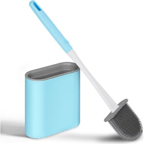 Toilettenbürste mit Silikonhalter für schnelles Trocknen, gründliche Reinigung, flexiblem Griff und flexiblen Borsten für schwer zugängliche Stellen in der Toilette. (1/5)