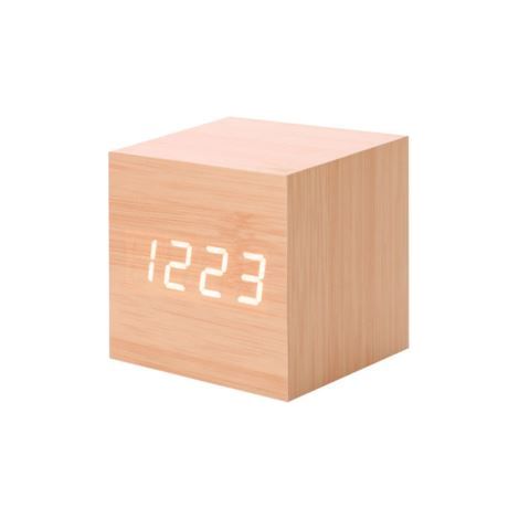 Réveil Numérique Led - Horloge Bureau Bois - Thermomètre Calendrier Minuterie - 6 x 6 x 6 cm - Alimentation USB ou Piles AAA (1/2)
