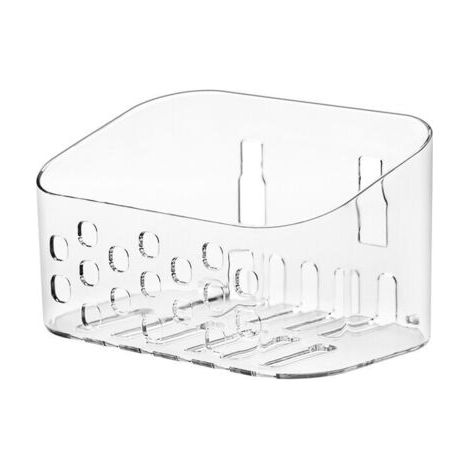 Pair Lntyq Petit panier de douche mural sans perçage pour salle de bain et cuisine, plastique transparent (1/4)