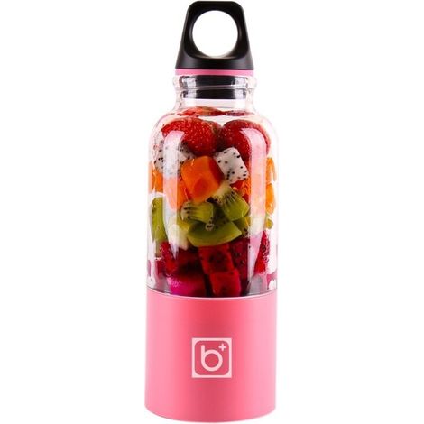 Mélangeur de fruits, 500Ml usb Rechargeable Juicer Cup Personal Portable Mini Mixer Blender Portable Légumes Fruit Juice Maker Outil automatique(rose)