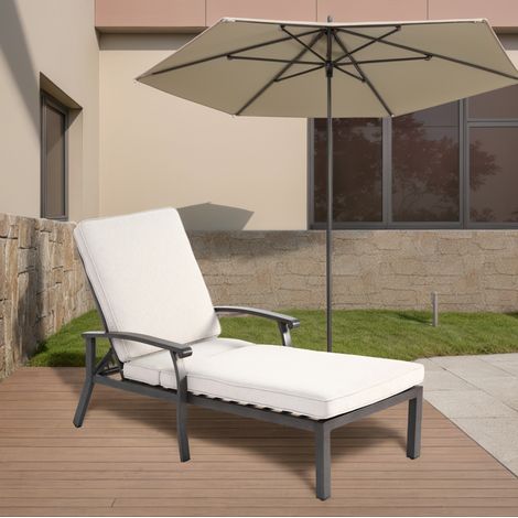 sedia seduta 204x58x100 schienale regolabile beige OKMYHOME (1/4)