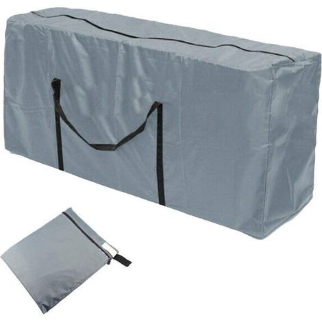 Outdoor-Kissen-Aufbewahrungstasche, wasserdichtes, strapazierfähiges Oxford-Gewebe, grau, Gartenmöbel-Kissen-Aufbewahrungstasche mit Reißverschluss und Griffen, 173 x 56 x 51 cm (1/5)