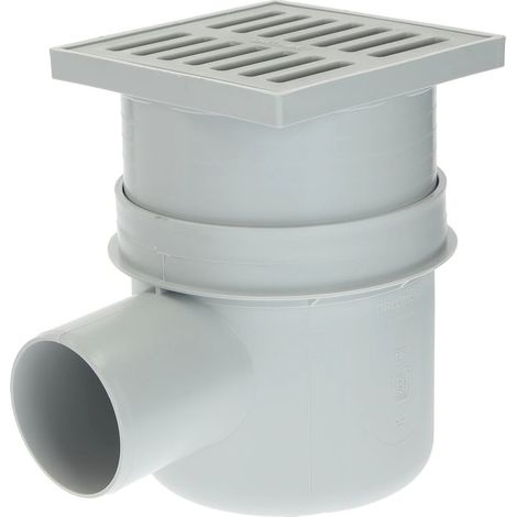Siphon de cave 150 x150 mm horizontal DN75 grille plastique