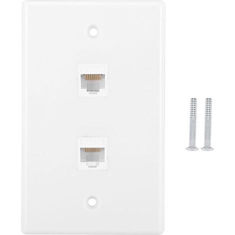 Plaque murale, coupleur en ligne Keystone 2 ports Cat6 RJ45 pour périphériques Ethernet Cat7/6/5/5e - Blanc (1/5)