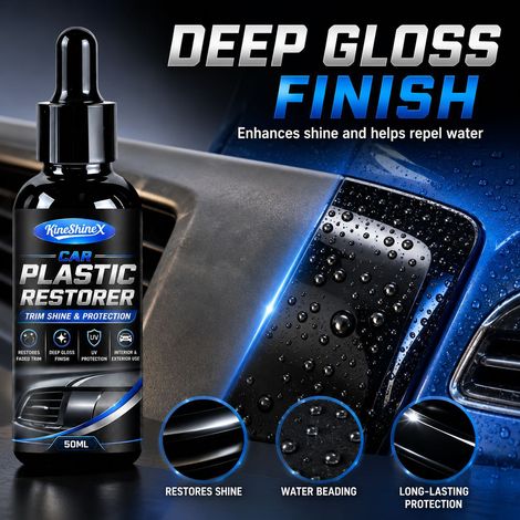 KineShineX Autokunststoff-Aufbereitungsmittel: Schwärzungs- und Polierflüssigkeit für Türverkleidungen und Armaturenbrett repariert verblasste und verfärbte Produkte (1/5)