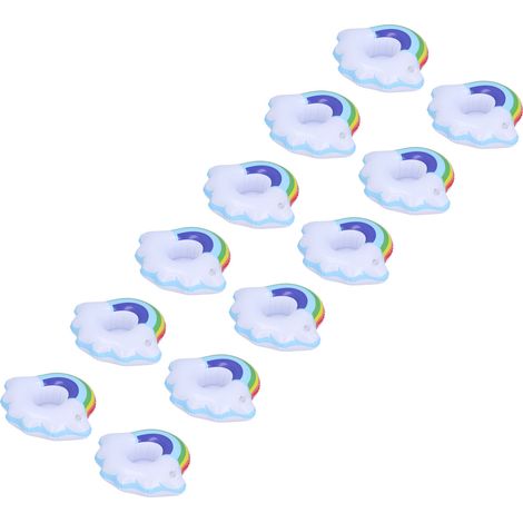 12 bunte, aufblasbare Wolken-Untersetzer mit Becherhaltern – Kinderspielzeug für den Sommerpool (1/5)
