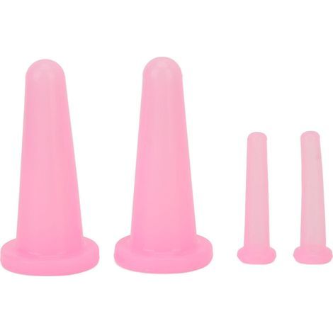 4 pièces Ventouses de Massage Visage en Silicone, Traitement Anti-Cellulite, Rose pour Usage Domestique (1/5)