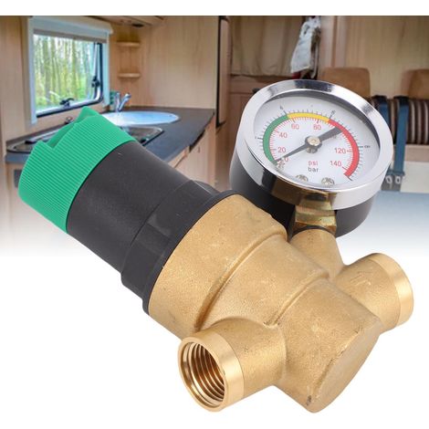 Détendeur spécifique pour camping-car 3/4", plage de réglage de la pression d'eau 0-6 kg, détendeur pour eau du robinet, soupape de sécurité de réduction de pression à double joint en laiton (1/5)