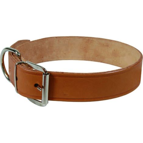 Collare per cani cuoio extra naturale con finta cucitura - Specifiche: cm 51x2,5 cuoio naturale - 6 pz