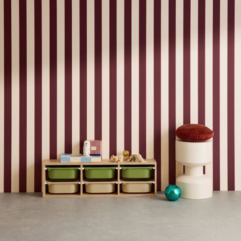 - Meuble de rangement naturel pour enfant. 6 bacs en plastique vert olive taupe - Sora (1/5)