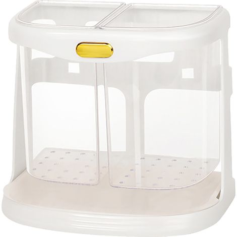 Porte-baguettes mural double compartiment sans perçage, panier de rangement pour baguettes, fourchettes et cuillères, blanc. (1/5)
