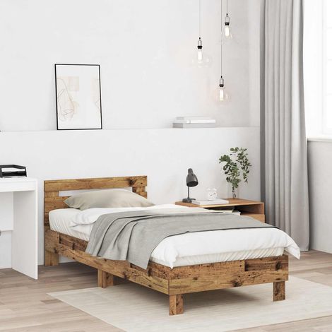 Estructura de cama con cabecero Madera envejecida 80 x 200 cm