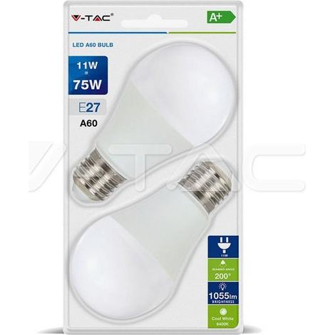 10 LAMPADINE LED E27 A60 11W V-TAC BULB LAMPADINA LAMPADA KIT 3000K 6500K 4000K Bianco naturale (1/5)