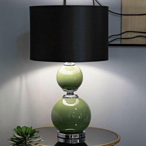 Dmora - Tischlampe Falletto, Schreibtischleuchte, Büroleuchte, Arbeitslampe, 38x38 h65 cm, Grün und Graue (1/5)