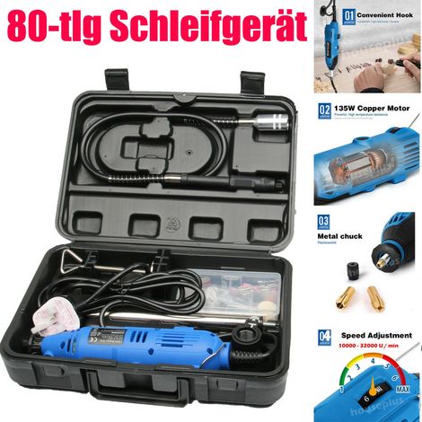 Ponceuse multifonction 135W – 6 vitesses réglables 10000-32000rpm – 80 accessoires pour bois dur et métal – Changement rapide des embouts – Day Plus (1/4)