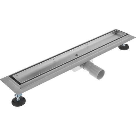 PrimeMatik - Caniveau de drainage de douche 90x7 cm en acier inoxydable pour carrelage (1/5)
