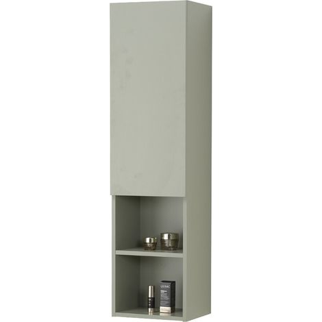 Colonna bagno sospesa verde 30x115 cm con quattro ripiani e anta soft-close Nuvola (1/5)
