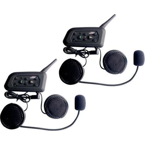 2 x Intercom Moto Vnetphone V6-1200 Sans Fil Radio Oreillette BT Étanches avec Micro 1200M pour 6 Motards /Amateurs de ski (2pcs) (1/4)
