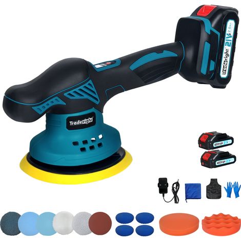 Traderight Cordless Car Polisher Buffer Sander Polishing Machine with 2 Battery