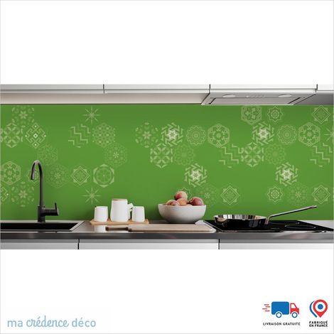 Crédence : Carreaux Ciment Hexagonal 2 - Couleur Vert jaune - Alu composite - 60 - 120 (1/3)