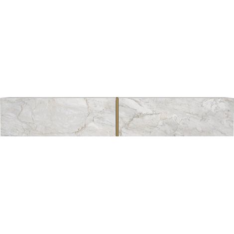 Meuble TV suspendu avec 2 portes - Effet marbre blanc - DINOMA (1/3)