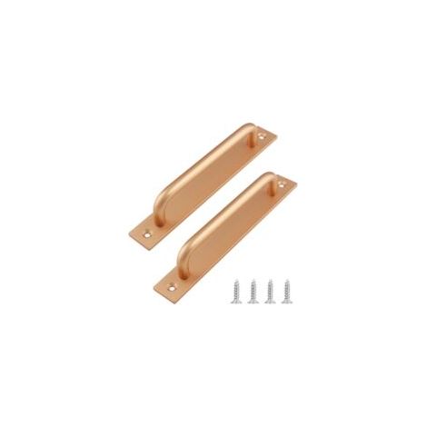2 maniglie scorrevoli per porte a granaio, maniglie a tirante per porte scorrevoli con piastra in acciaio inox per ante di armadi, oro, 160 mm - Crezuo