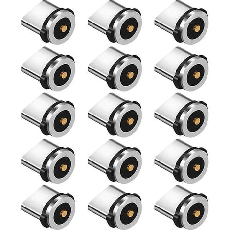 Ecleanfy - Lot de 15 adaptateurs magnétiques USB-C en aluminium, connecteur de câble rotatif à 360°, dimensions : 1,00 × 0,80 × 0,50 cm (1/4)