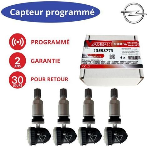 Paquete de 4 sensores de presión de neumáticos TPMS programados a 433MHz para CHEVROLET Camaro / Cruze / Impala / Silverado (1/5)