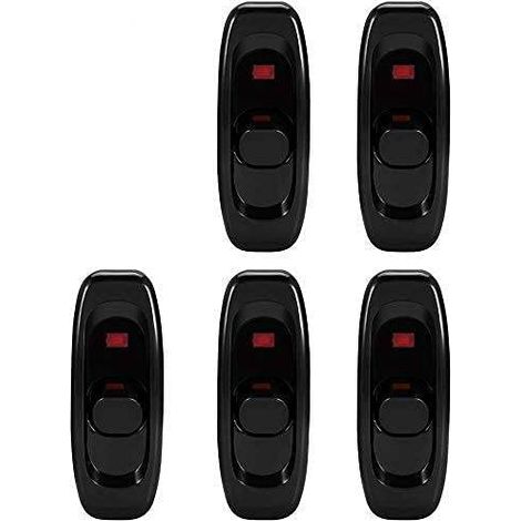 5er-Pack Inline-Kabelschalter, Nachttischlampenschalter, Wippschalter, Ein/Aus-Zwischenschalter, AC 250V 10A für Schreibtisch, mit LED-Anzeige (Schwarz)