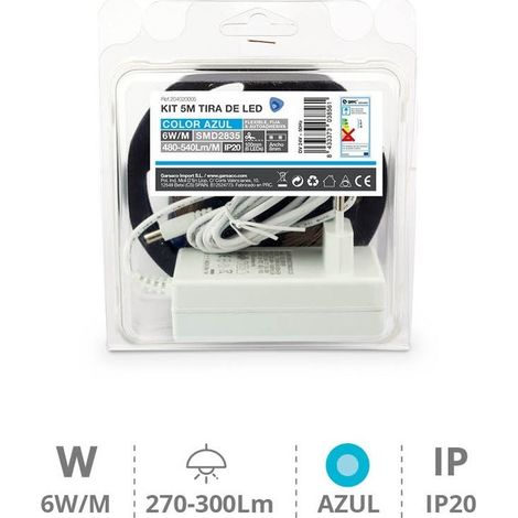 Kit de bande LED 5M 6W/M IP20 bleue prête à l'emploi