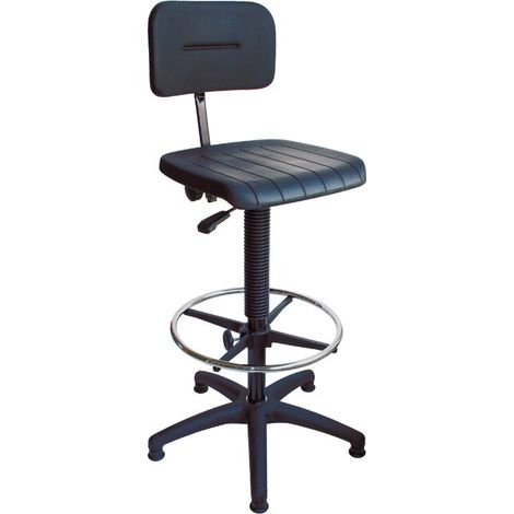 Arbeitsdrehstuhl mit Bodengleitern, Sitzhöhe 560 - 820 mm, Sitzfläche: PU schwarz