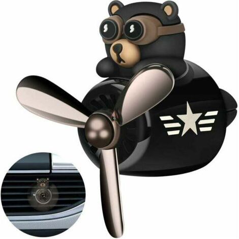 BUNTHAUS PA 1 Pcs Voiture Parfum Diffuseur Ventilateur Accessoires Voiture Dessin Animé Ours Pilote Souffleur D'air Découpe Clip Aromathérapie Décorations De Voiture (Black Cool Bear) -62 60 48mm (1/4)