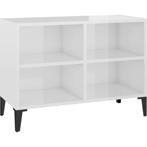 Maison Exclusive - TV-Schrank mit Metallbeinen Hochglanz-Weiß 69,